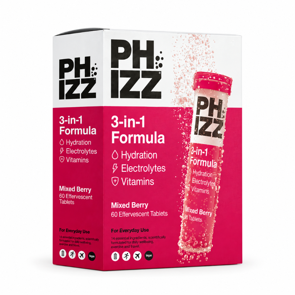 Phizz 3In1 Mixed Berry Hydration, Electrolytes and Vitamins Effervescent - 60 Tablets
