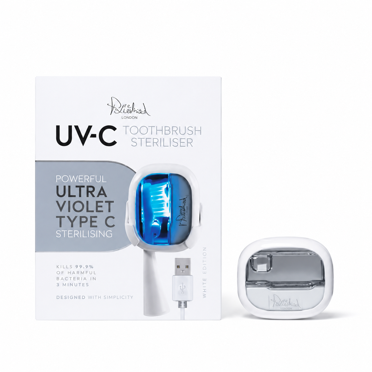 Polished London White UV-C Toothbrush Steriliser