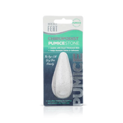 Neat Feat Foot Pumice Stone Foot Scrub, displayed standing up with green, white, and blue packaging. The clear plastic cover reveals the full pumice stone.