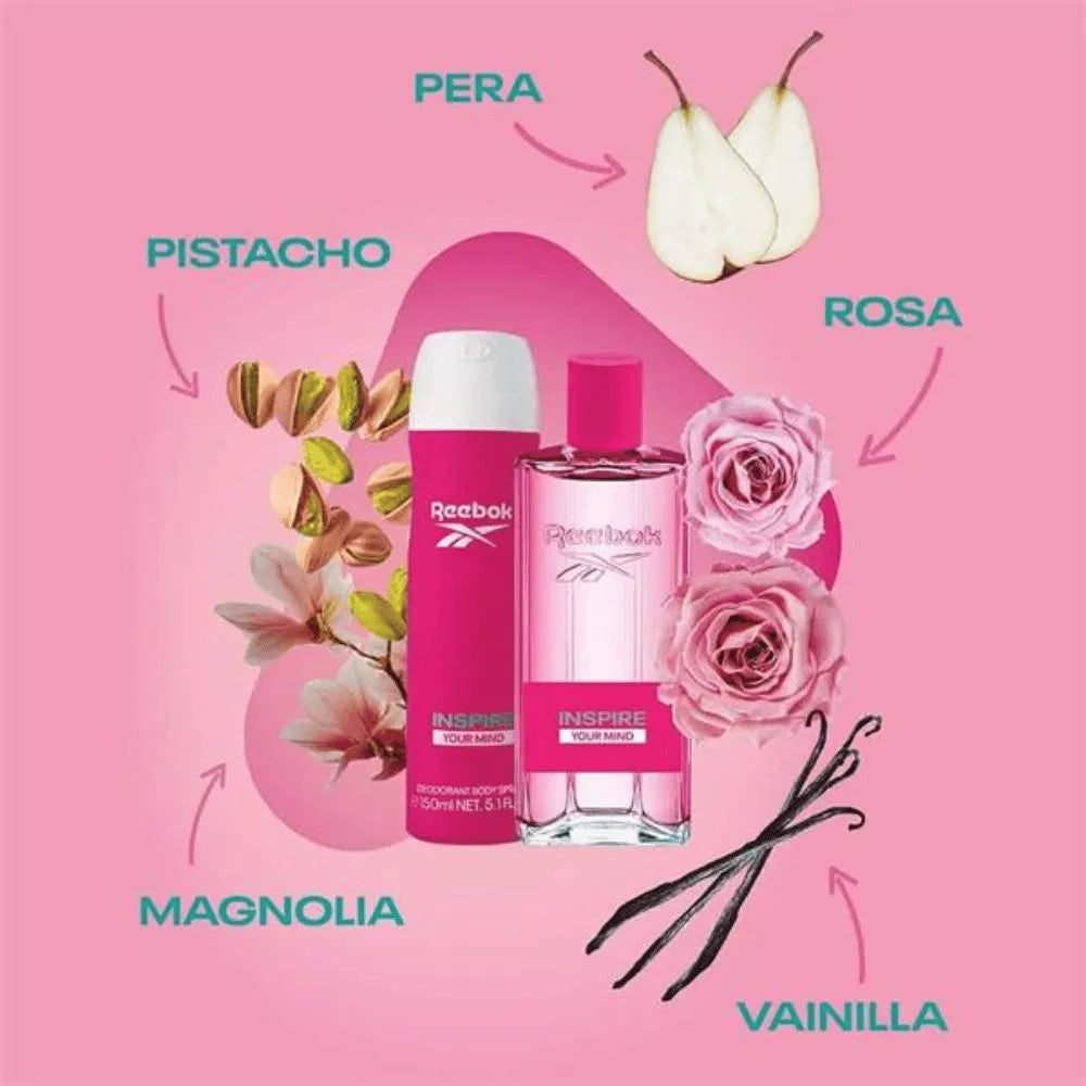 Reebok Inspire Your Mind Ladies 100ml 2pc Gift Set100ml Edt Spr, 150ml Deodorant Spr