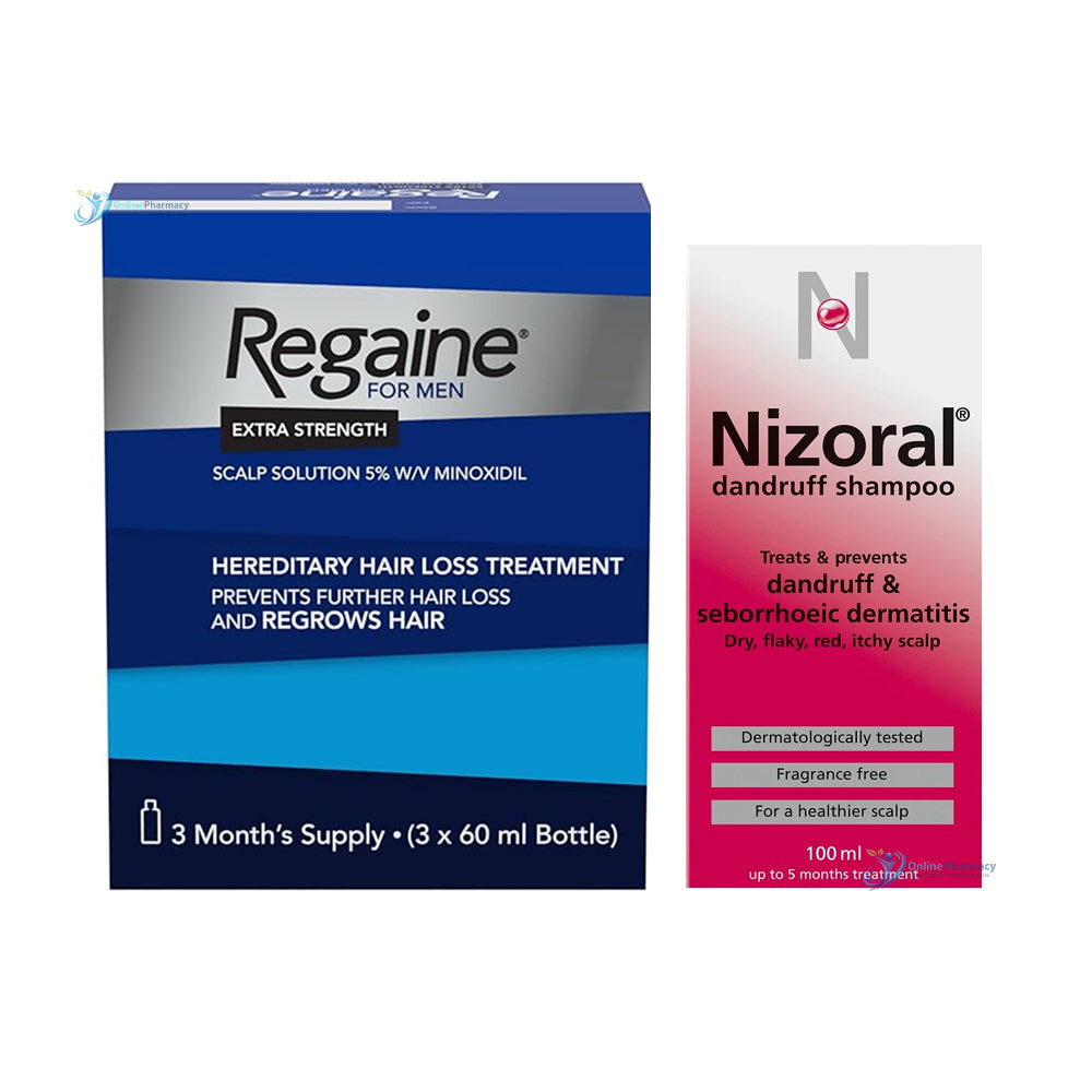 Regaine 5% Solution (3 Month Supply) & Nizoral Ketoconazole Shampoo - 100ml