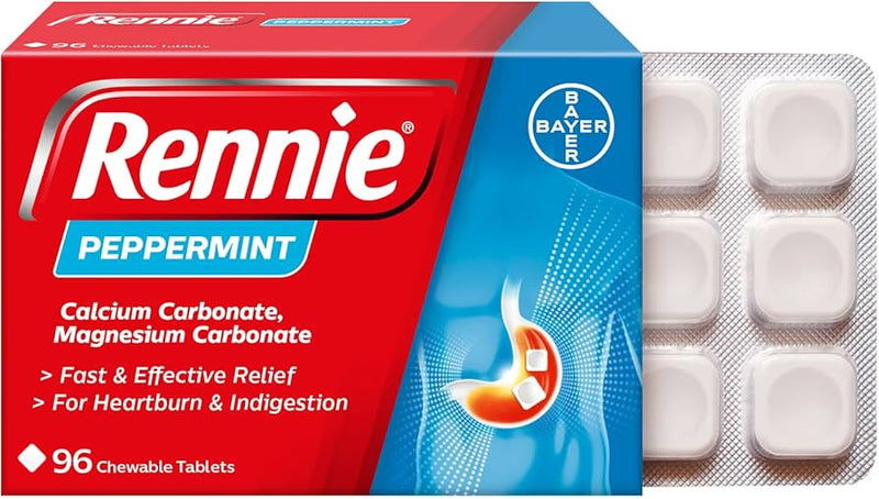 Rennie Peppermint Indigestion Tablets - 24/48/96 Pack