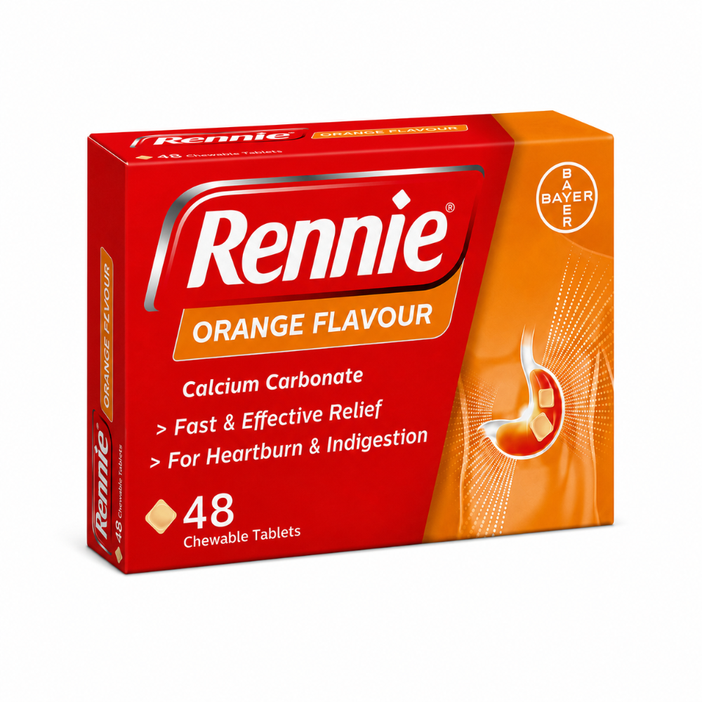 Rennie Orange 500mg Chewable Tablets - 48 Pack