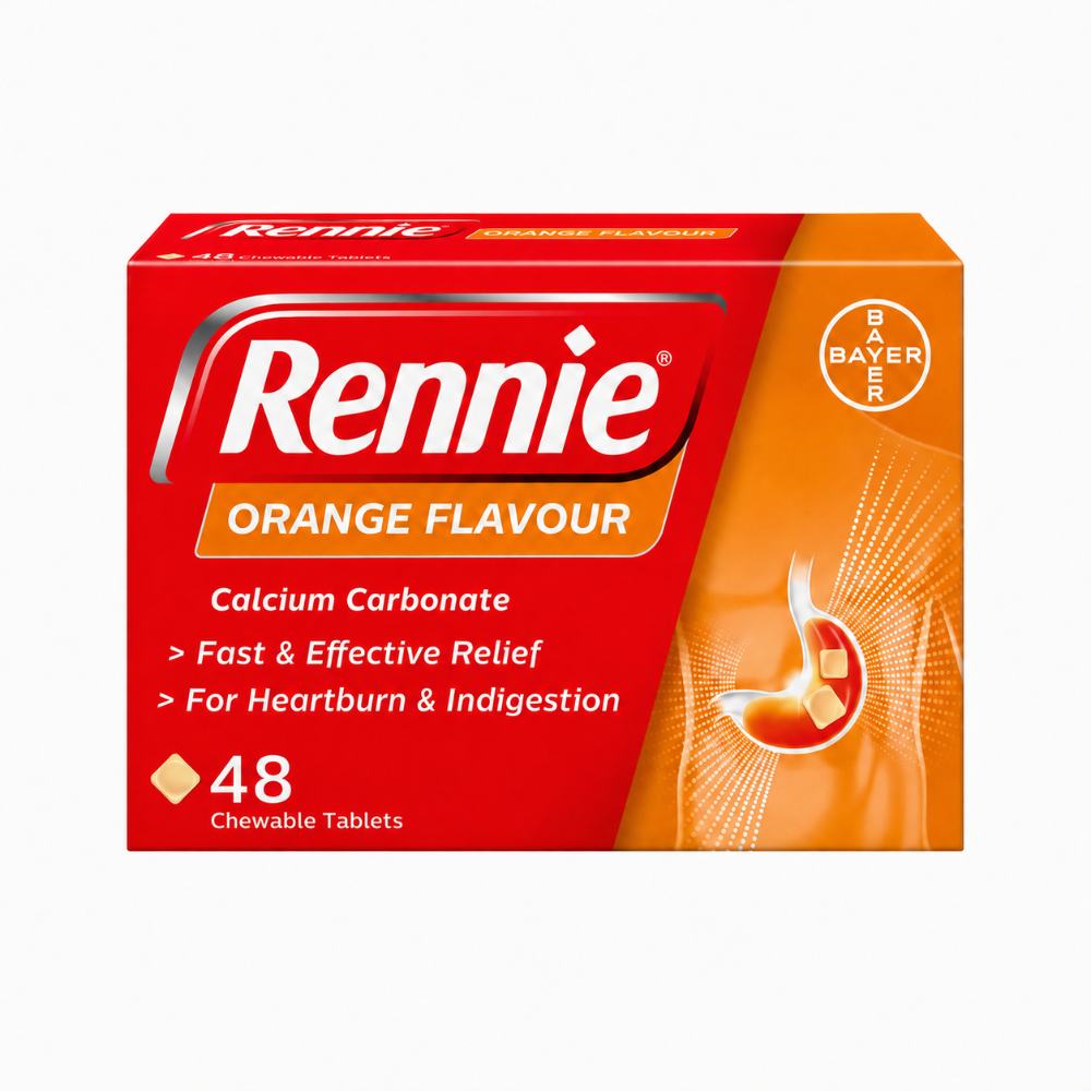 Rennie Orange 500mg Chewable Tablets - 48 Pack