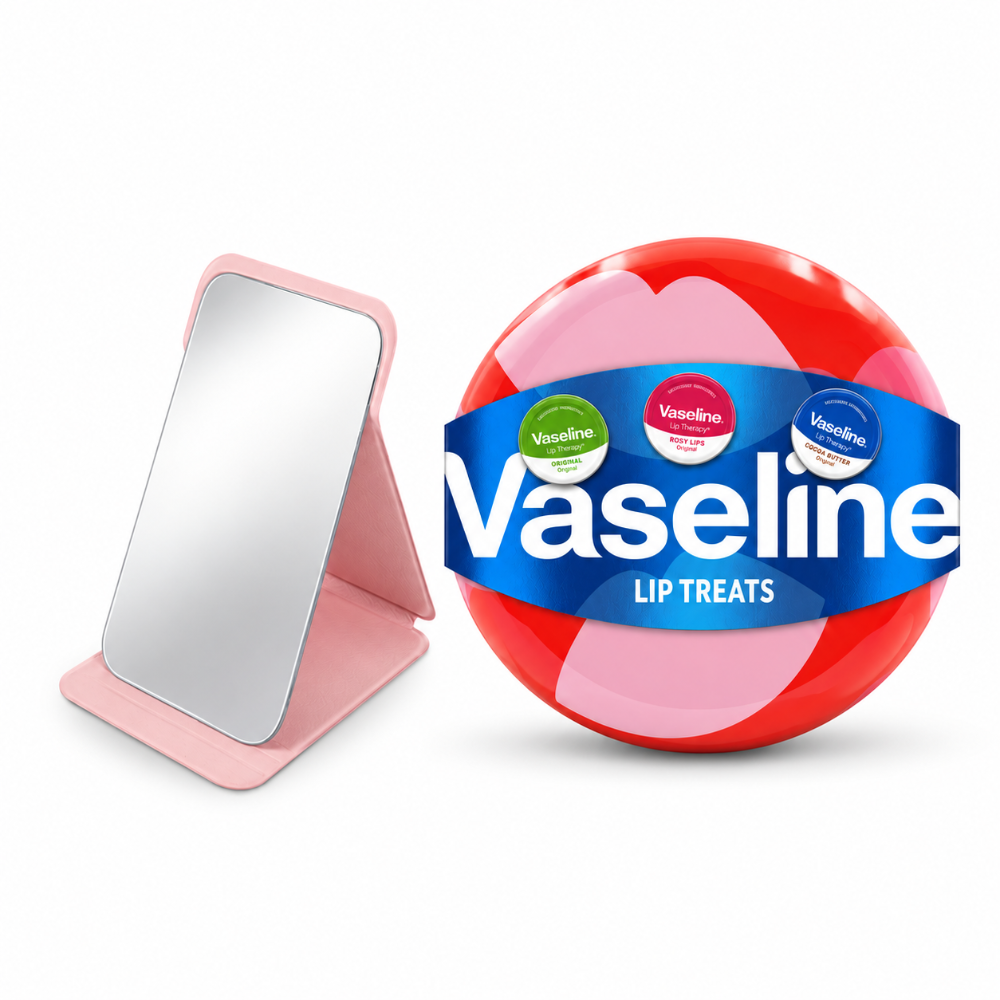 Royal Folding Mirror & Vaseline Lip Treats Gift Set