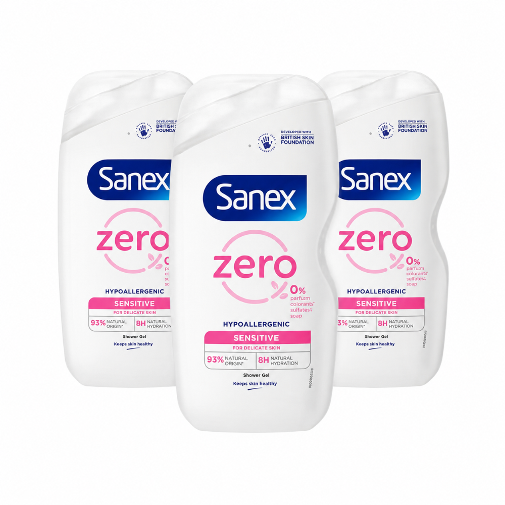 Sanex Zero % Shower Gel for Sensitive Skin - 3 Pack