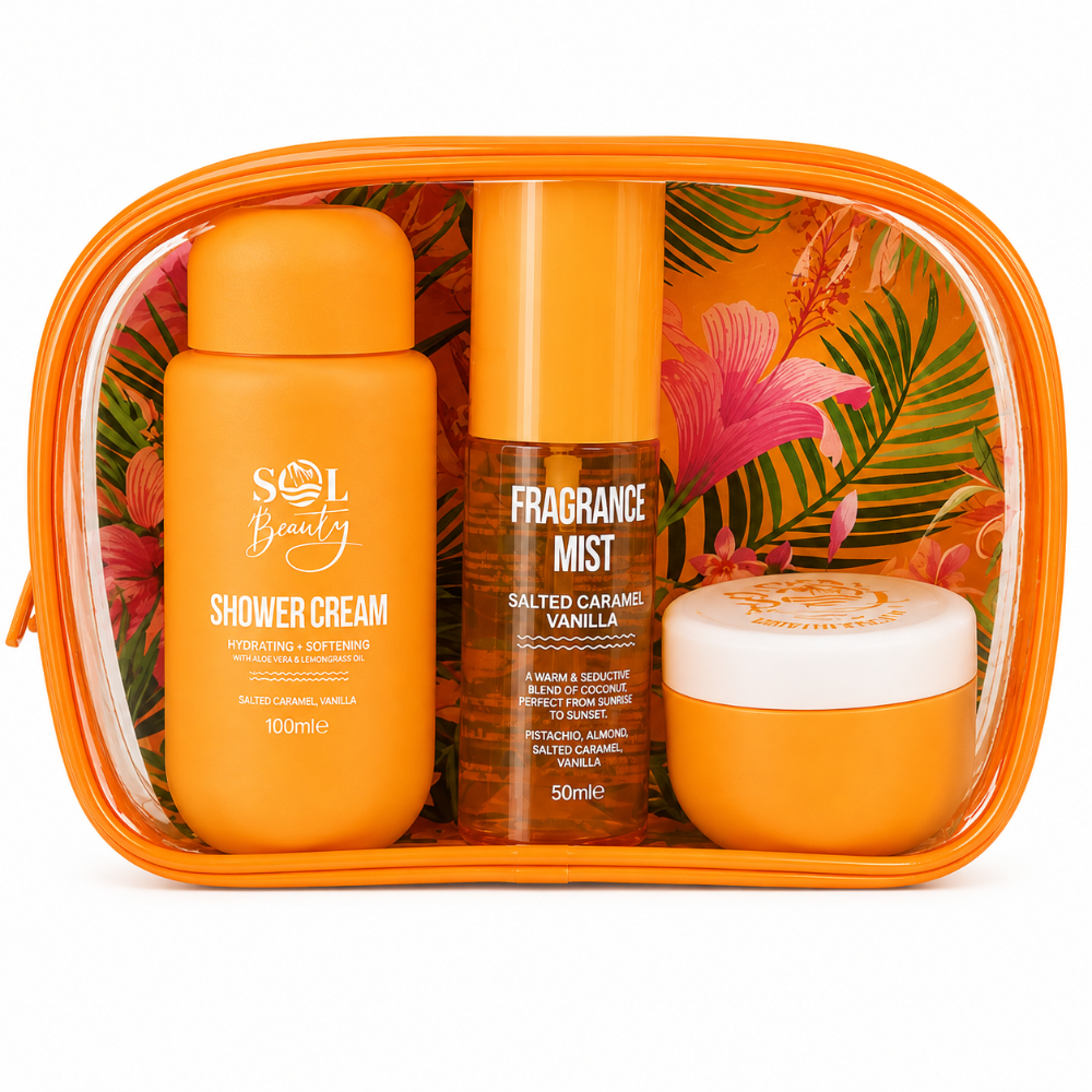 Sol Beauty Carmel Vanilla Collection Cosmetic Bag