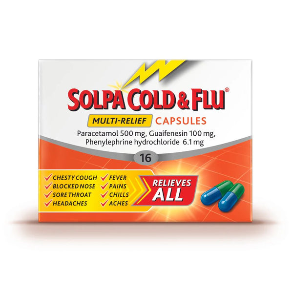 Solpa Cold & Flu Capsules 500mg / 100mg / 6.1mg - 16 Pack