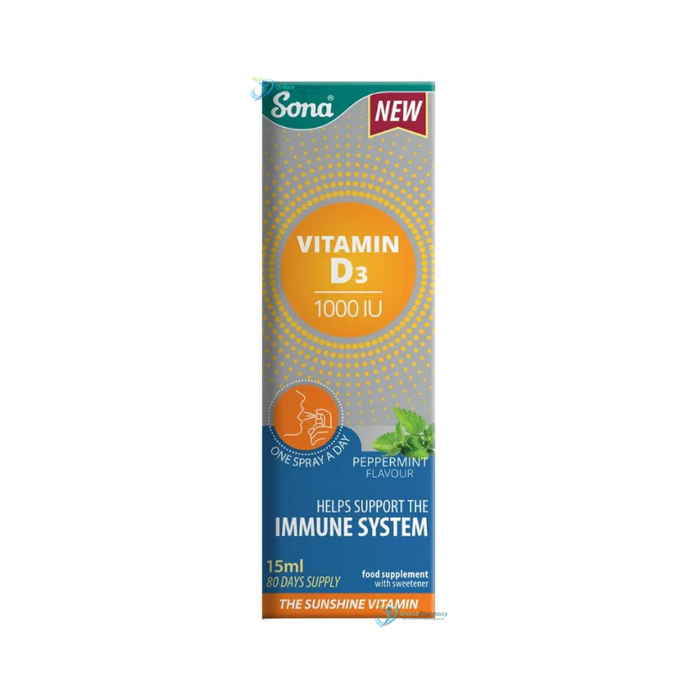 Sona Vitamin D3 1000IU Oral Spray - 15ml (Expiry 30/07/26)