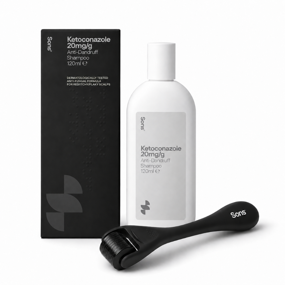 Sons Ketoconazole 20mg/g Shampoo and Sons 0.25mm Derma Roller Bundle
