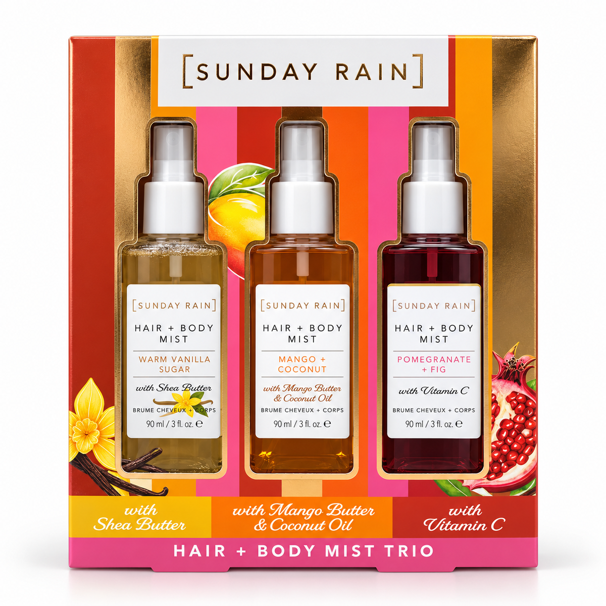 Sunday Rain Hair + Body Mist Trio Gift Set