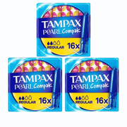 Tampax Pearl Compak Regular 16 Tampons x 3 Pack