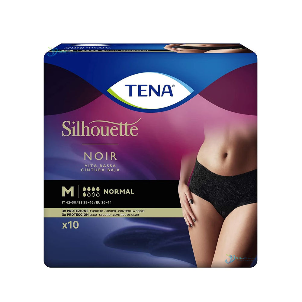 Tena Lady Silhouette Low Waist Noir Pants Medium - 10 Pack