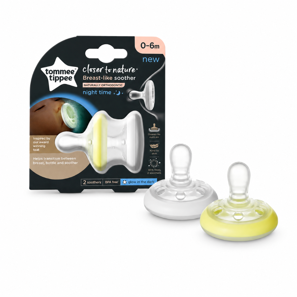 Tommee Tippee Breast Like Soother Night Time ( 0-6m ) - 2pk