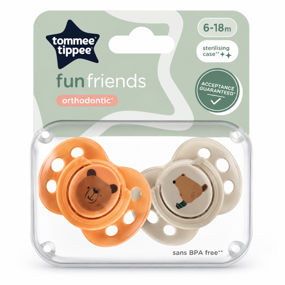 Tommee Tippee Fun Friends Soothers ( 6-18m ) - 2pk