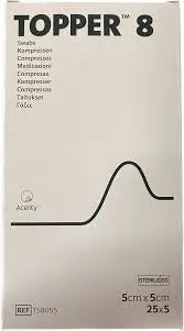 Topper 8 Sterile Swabs 5cm x 5cm - 5 x 25 swabs