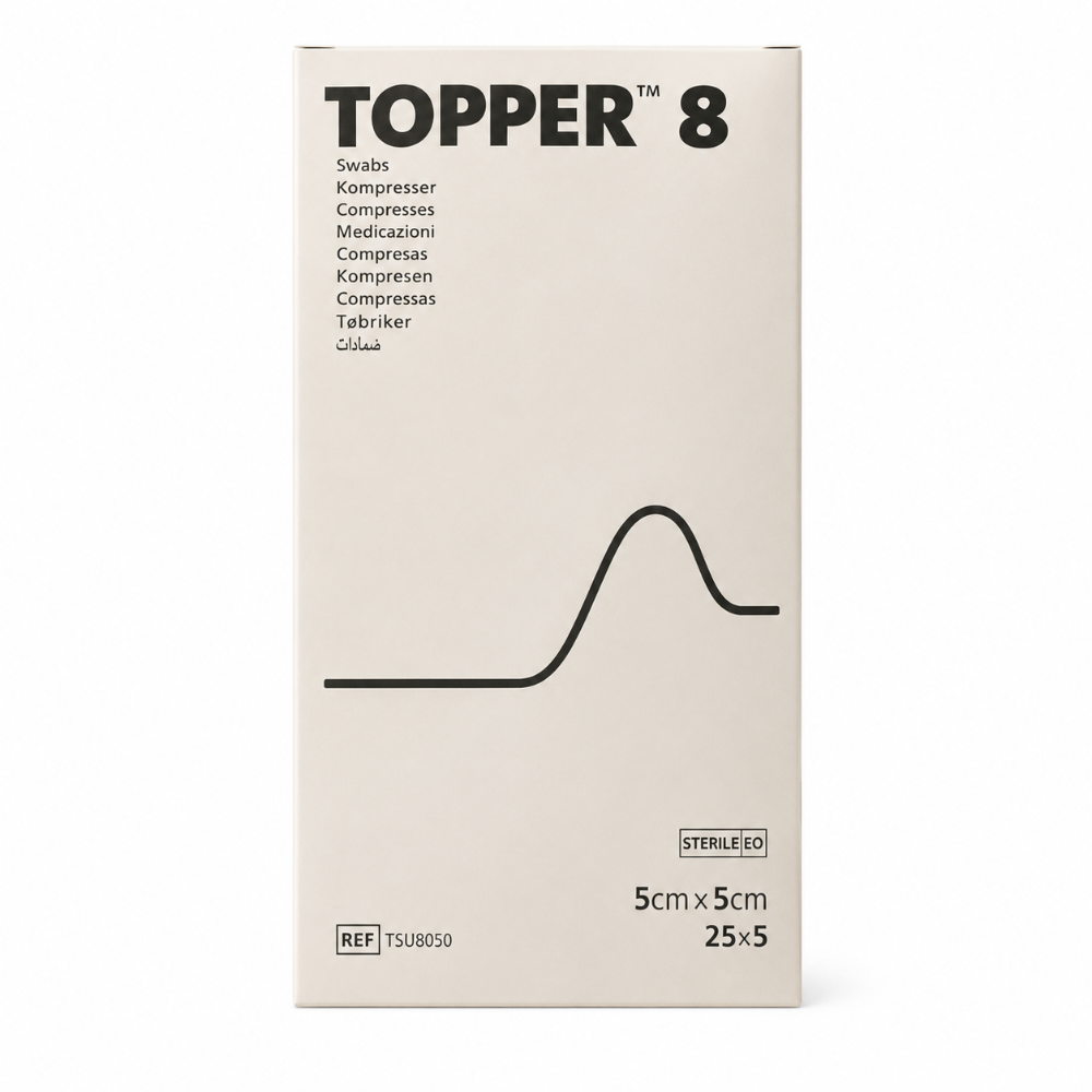 Topper 8 Sterile Swabs 5cm x 5cm - 5 x 25 swabs