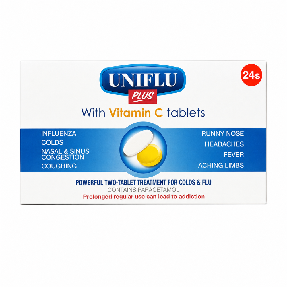 Uniflu Plus Tablets with Vitamin C - 12/24 Pack (Expiry 30/07/2026)