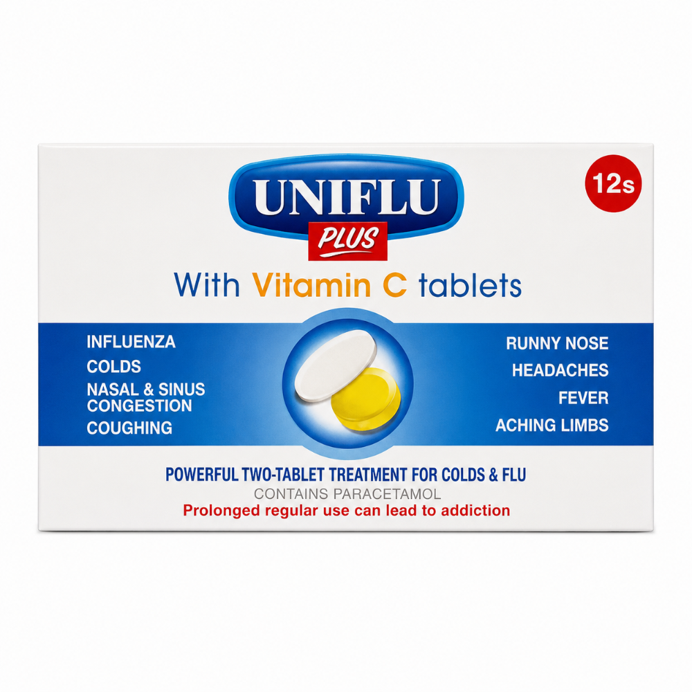 Uniflu Plus Tablets with Vitamin C 12 Pack