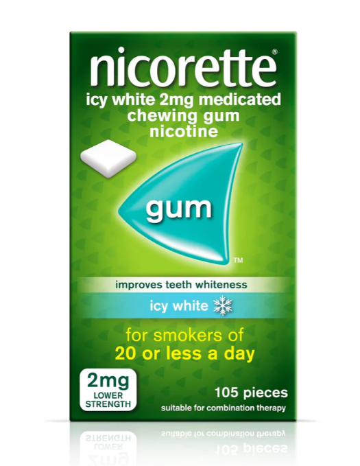 Nicorette Icy White Gum 2mg - 105 Pack (Box damaged)