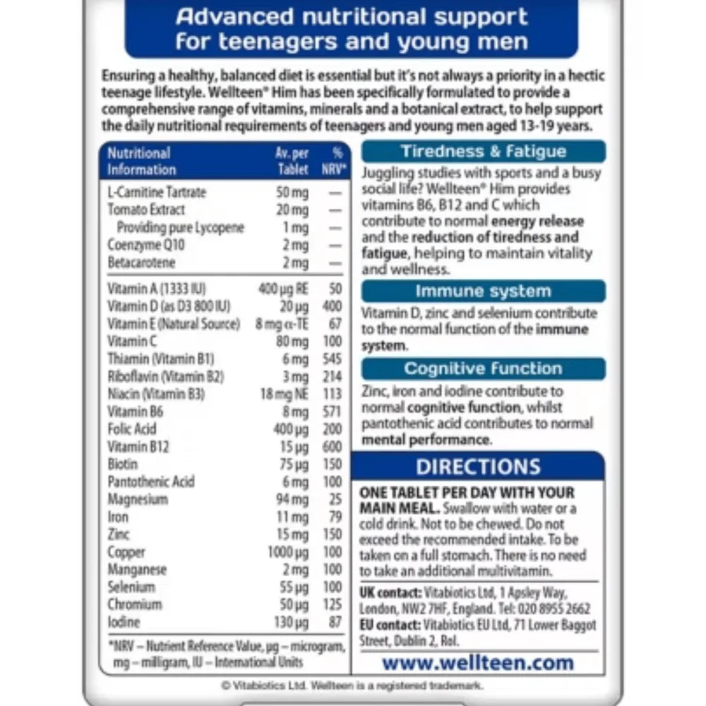 Vitabiotics WellTeen For Him - 30 Pack