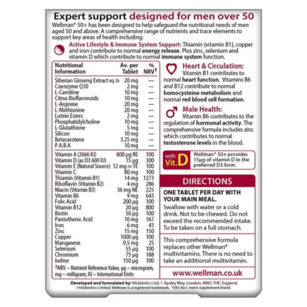 Wellman 50+ Multivitamins - 30 Tabs