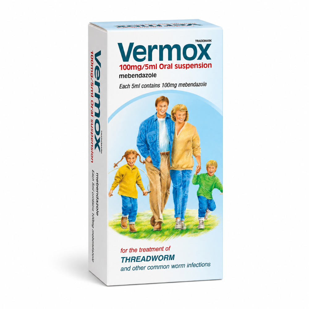 Vermox Mebendazole Oral Suspension 100mg/5ml - 30ml
