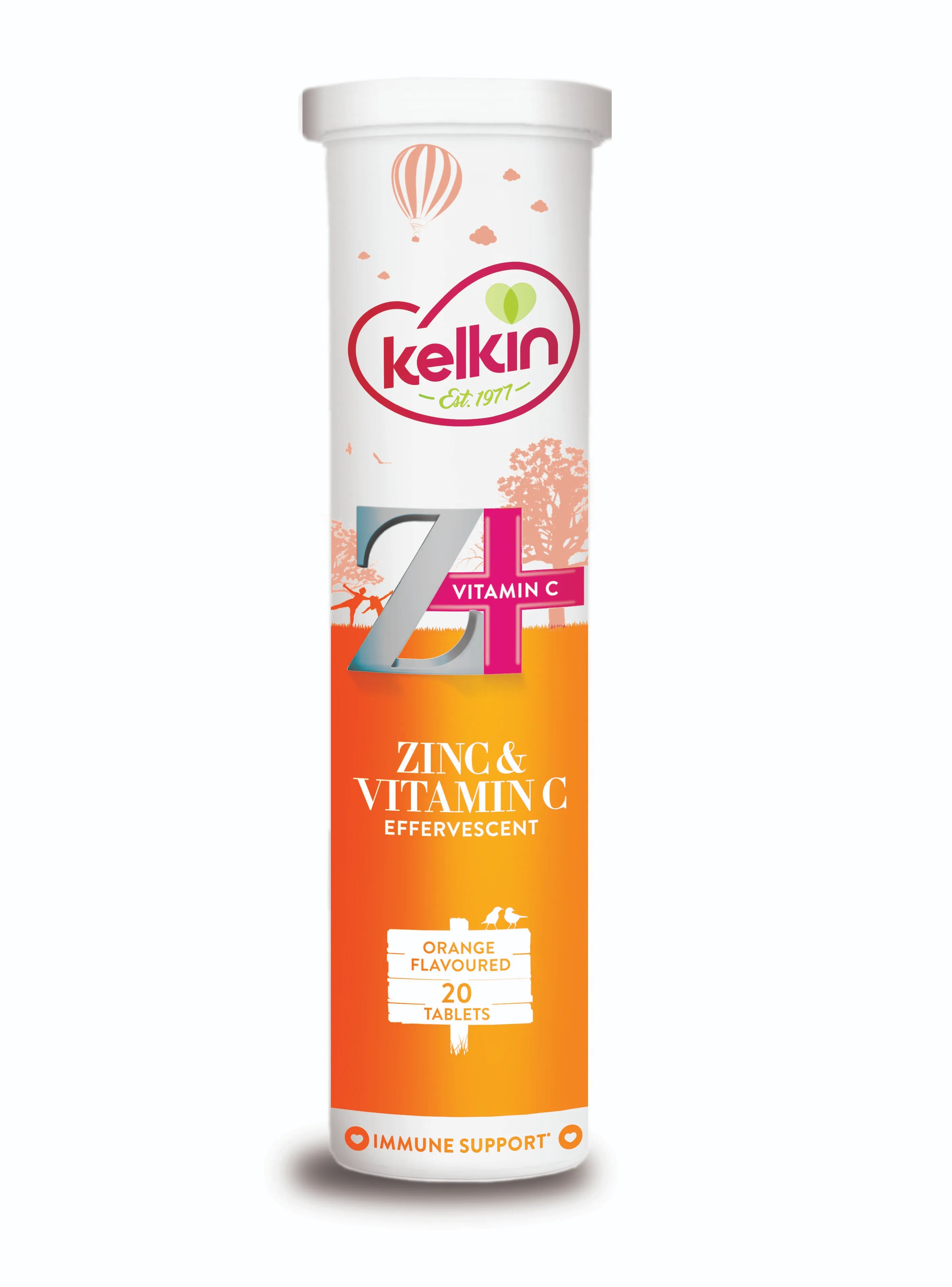 Kelkin Effervescent Zinc & Vitamin C Orange - 20 Effervescent Tablets