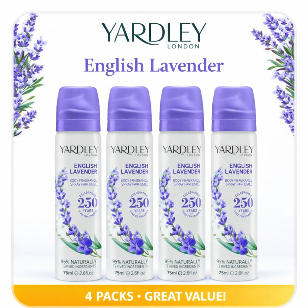 Yardley English Lavender Body Spray Bundle 4 x 75ml