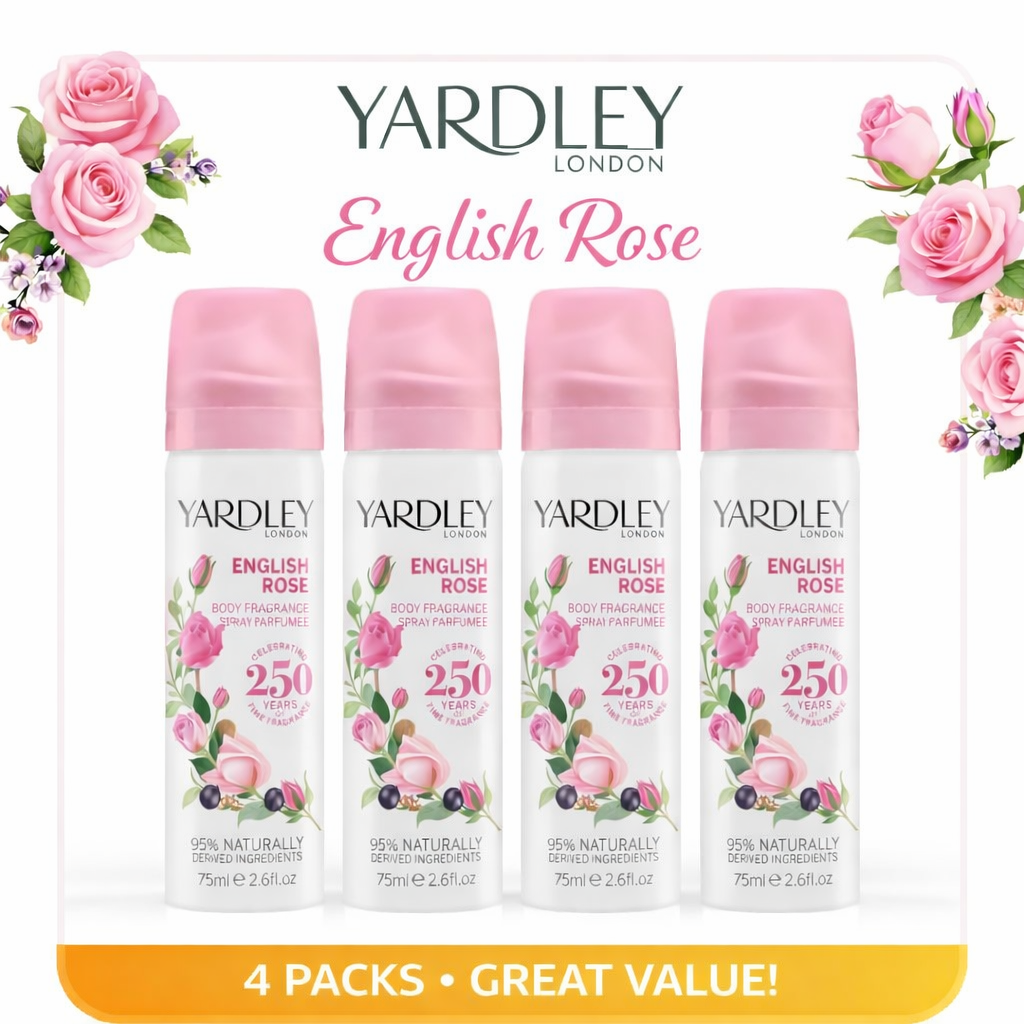 Yardley English Rose Body Spray Bundle 4 x 75ml