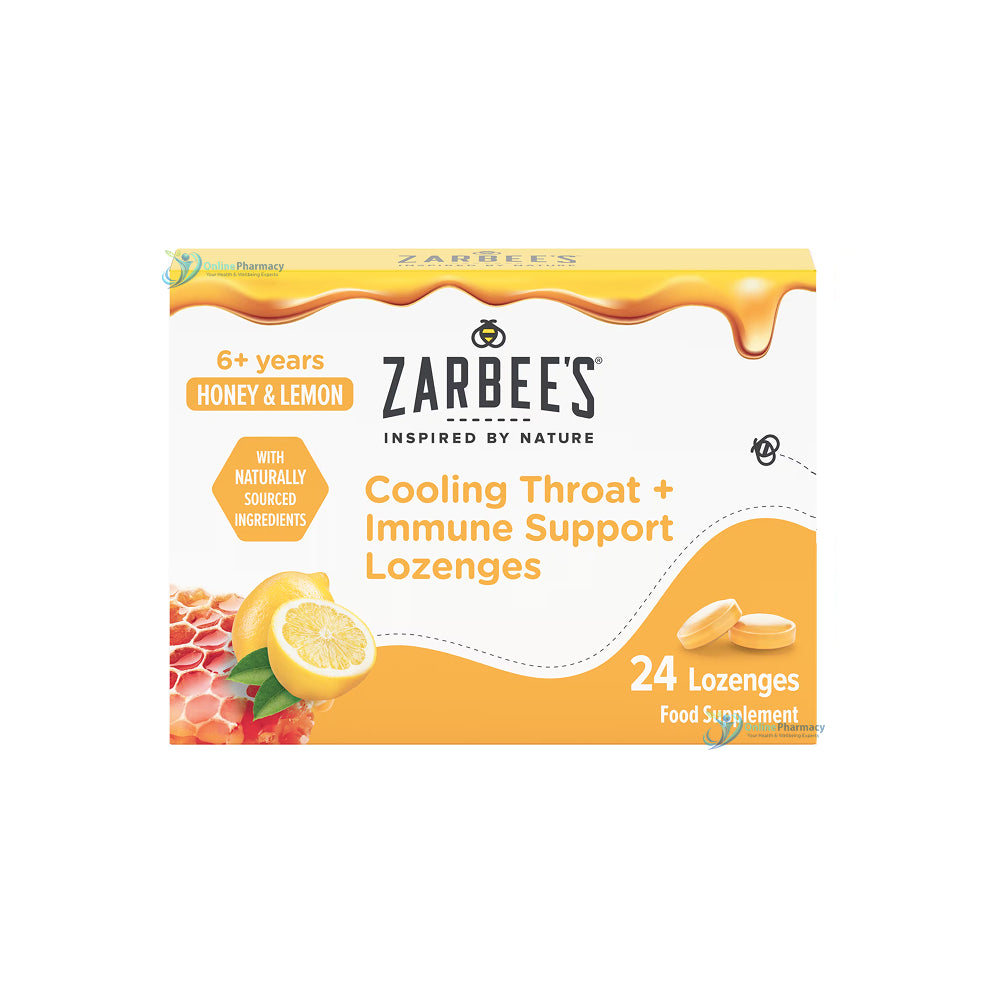 Zarbee’s Cooling Throat + Immune Support Lozenges Honey & Lemon - 24 Pack