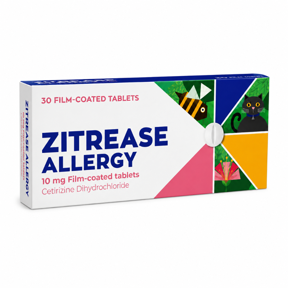 Zitrease Cetirizine Antihistamine Tablets - 30 tablets