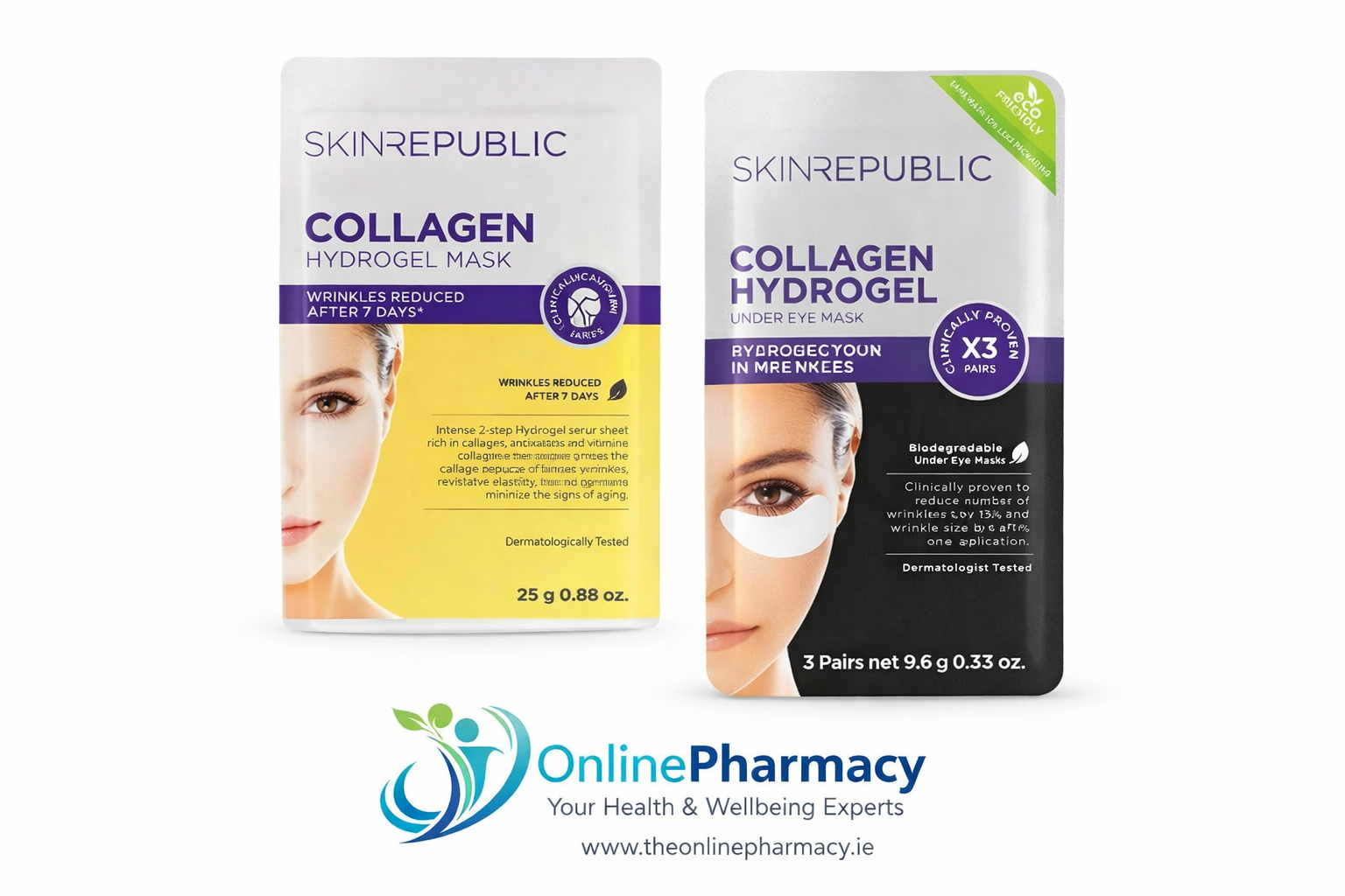 Skin Republic Collagen Hydrogel Mask & Hydrogel Under Eye Patches Bundle