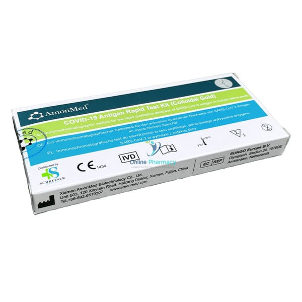 AmonMed COVID-19 Antigen rapid Saliva Test Kit (Colloidal) For Self testing/Home use - 1 Pack - OnlinePharmacy