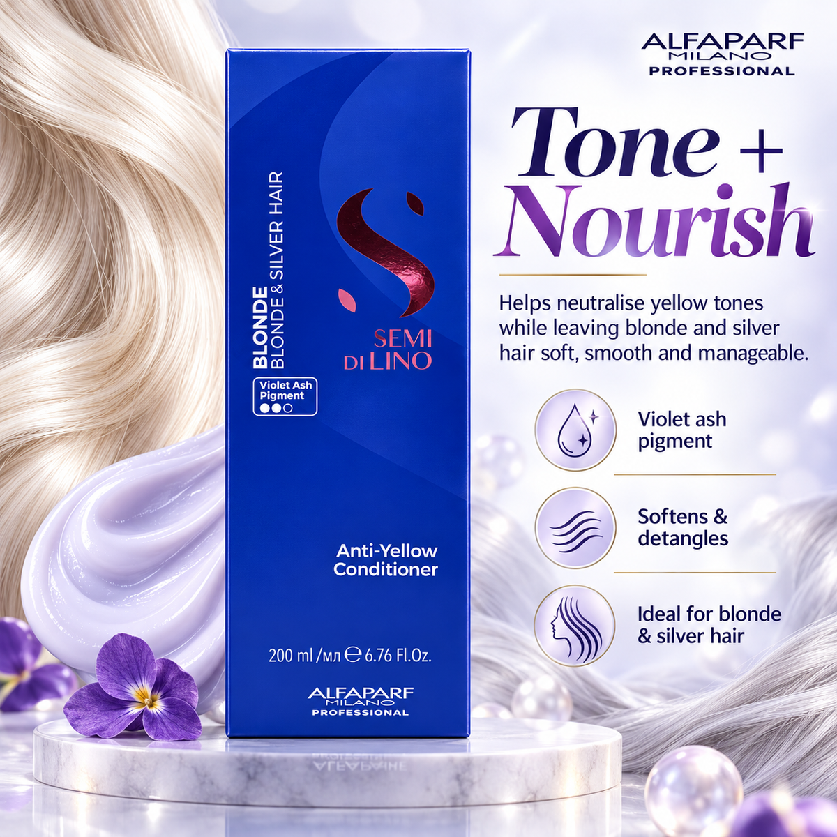 Alfaparf Semi di Lino Blonde Anti-Yellow Conditioner – 200ml