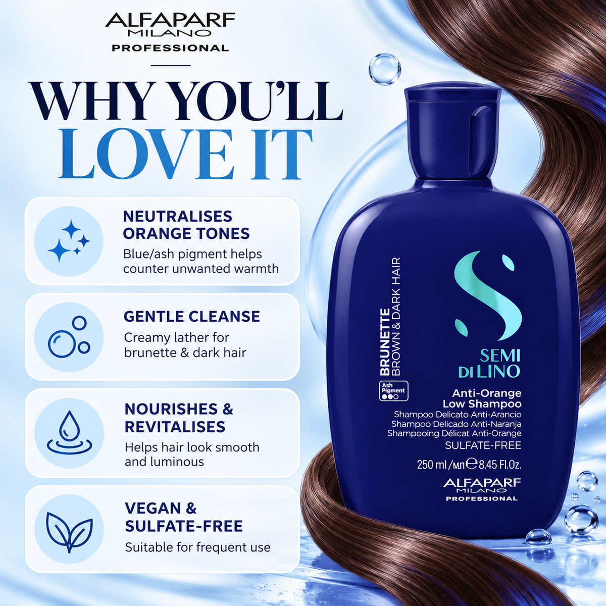 Alfaparf Semi Di Lino Anti-Orange Low Shampoo - 250ml