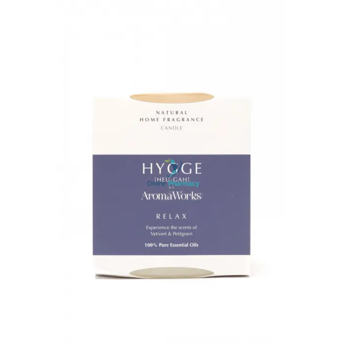 Aromaworks Hygge Relax - Vetivert & Petitgrain Candle With Essential Oil Home Fragrance