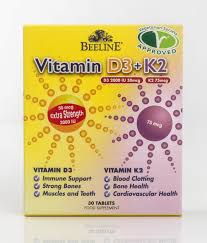 Beeline Vitamin D3 50mcg 2000iu and Vitamin K2 75mcg - 30 Tablets.