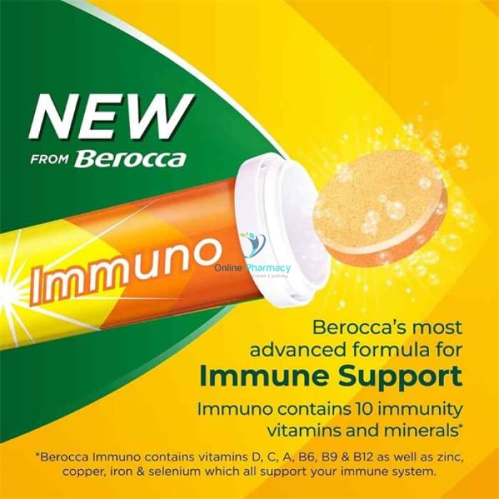 Berocca Immuno Sugar-Free Orange Effervescent Tablets - 15 / 30 Pack Multivitamins