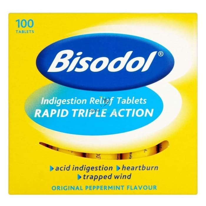 Bisodol Antacid Chewable Tablets - 100 Tablets - OnlinePharmacy