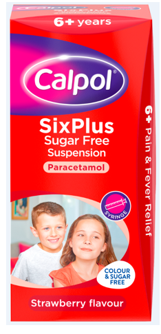 Calpol Six Plus Sugar Free Strawberry Suspension - 100ml