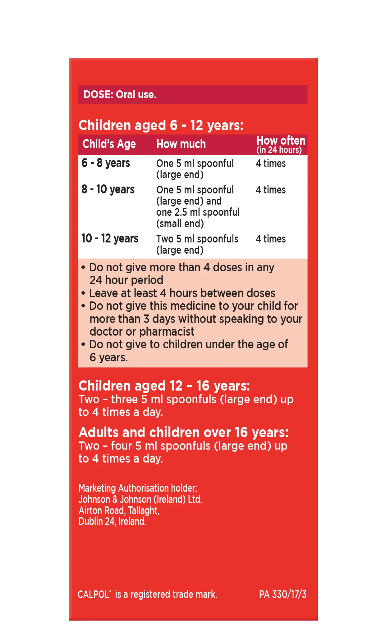 Calpol Six Plus Sugar Free Strawberry Suspension - 60ml/140ml