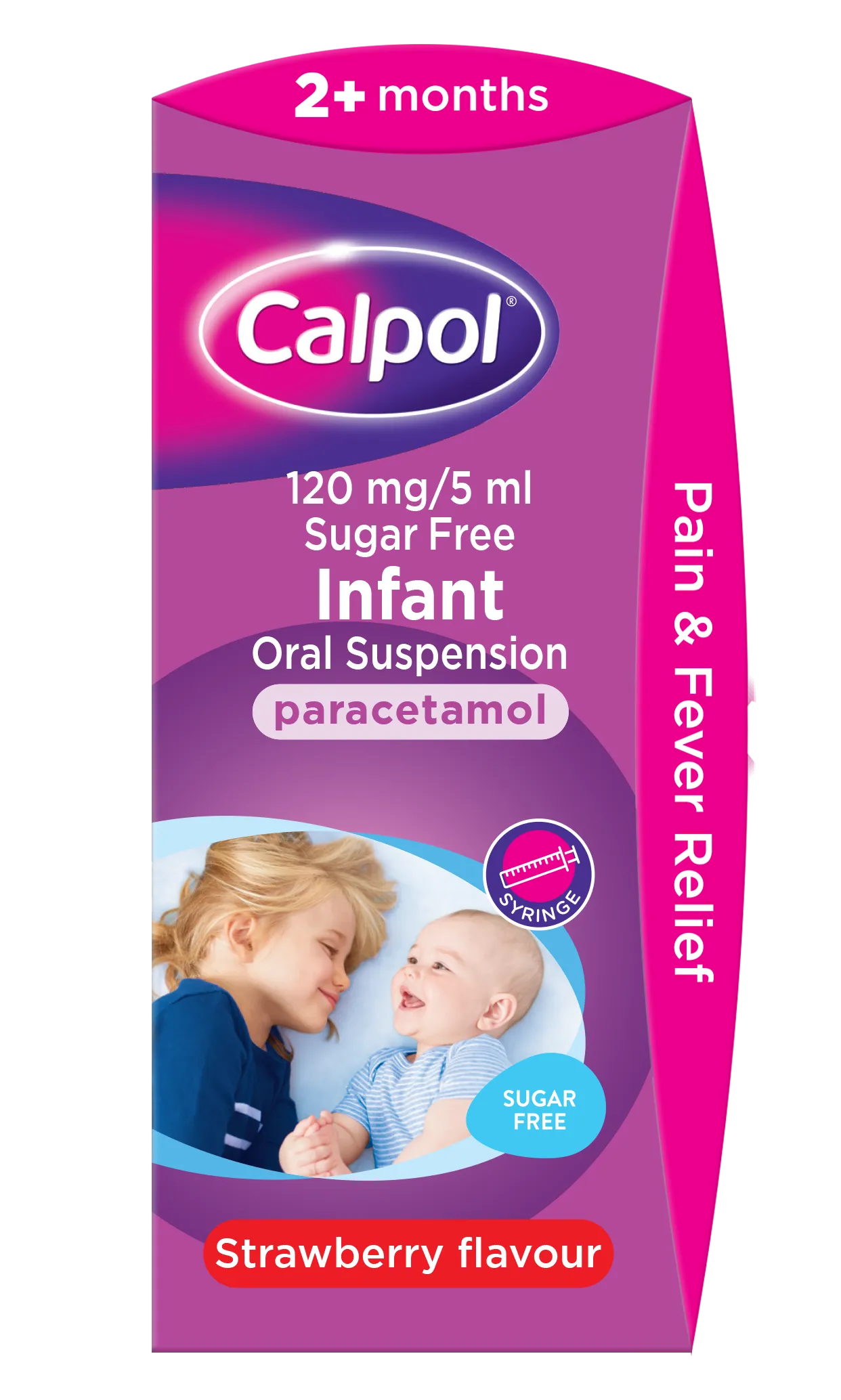 Calpol 2+ Months Strawberry Sugar Free Suspension - 60ml/140ml