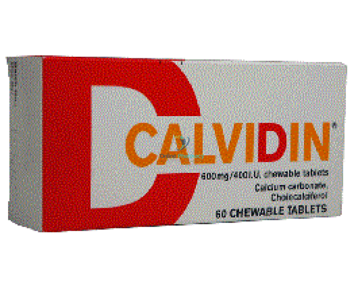 Calvidin Calcium and vitamin D 600mg/400IU Tablets - 60 Pack - OnlinePharmacy