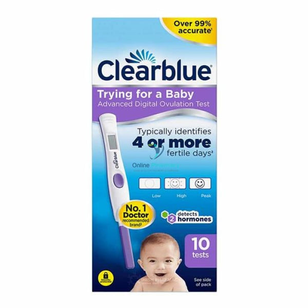 Clearblue Advanced Home Digital Ovulation Kit (Detects Hormones) - 10 Pack Fertility Monitors And