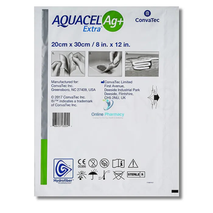 Convatec Aquacel Ag+ Extra Dressing 20cm x 30cm - 5 Pack