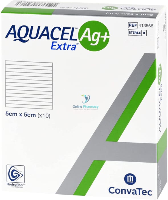 Convatec Aquacel Ag+ Extra Dressings 5cm x 5cm - 10 Pack - OnlinePharmacy