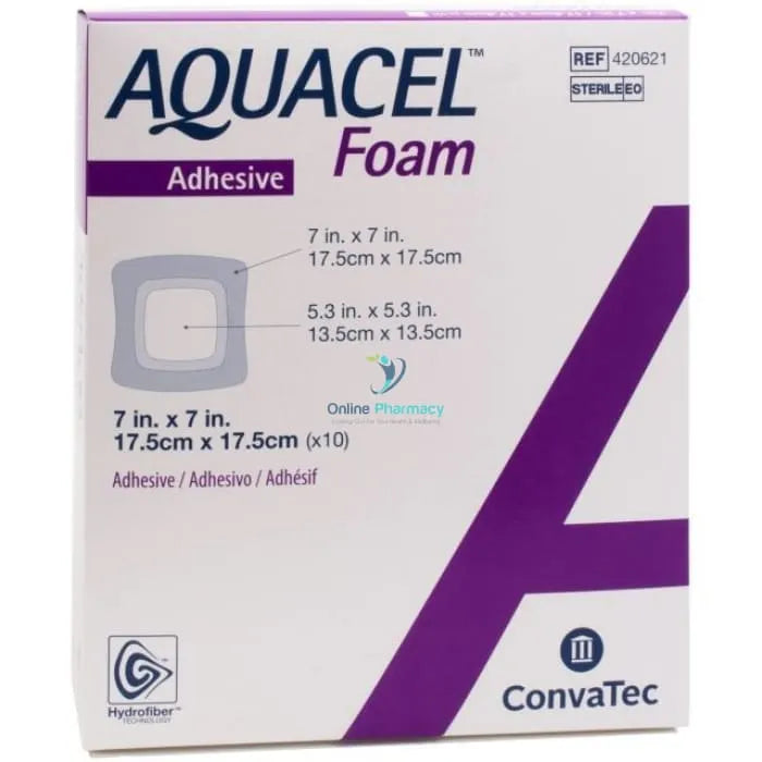 Convatec Aquacel Foam Adhesive Dressings 17.5cm x 17.5cm - 10 Pack