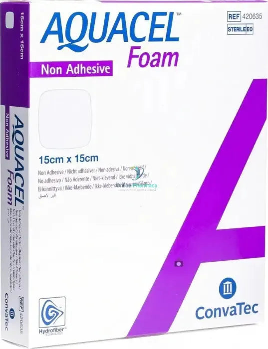 Convatec Aquacel Foam Non Adhesive Dressings 15cm x 15cm - 5 Pack