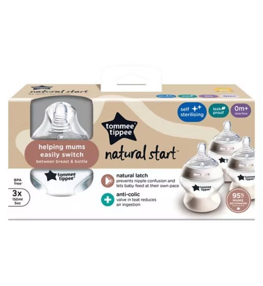 Tommee Tippee Closer to Nature Anti-Colic Baby Bottle - 3 Pack